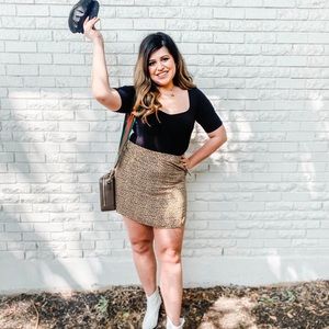 Bp leopard print skater skirt EUC